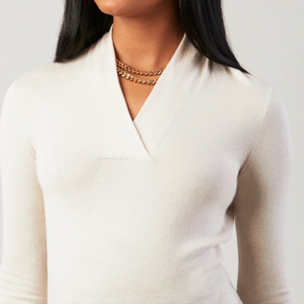 NWOT - Silk-Cashmere Shawl-Collar Sweater - Charcoal Gray